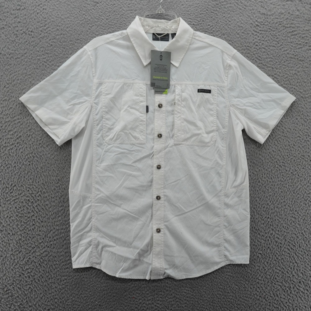 Free Country Mens White Nylon Spandex Short Sleeve Outdoor Shirt Size S New